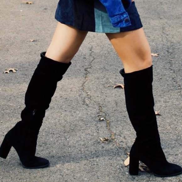 Zara black suede boots Clearance